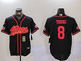 Men's San Francisco 49ers #8 Steve Young Black With Patch Cool Base Stitched Baseball Jersey,baseball caps,new era cap wholesale,wholesale hats